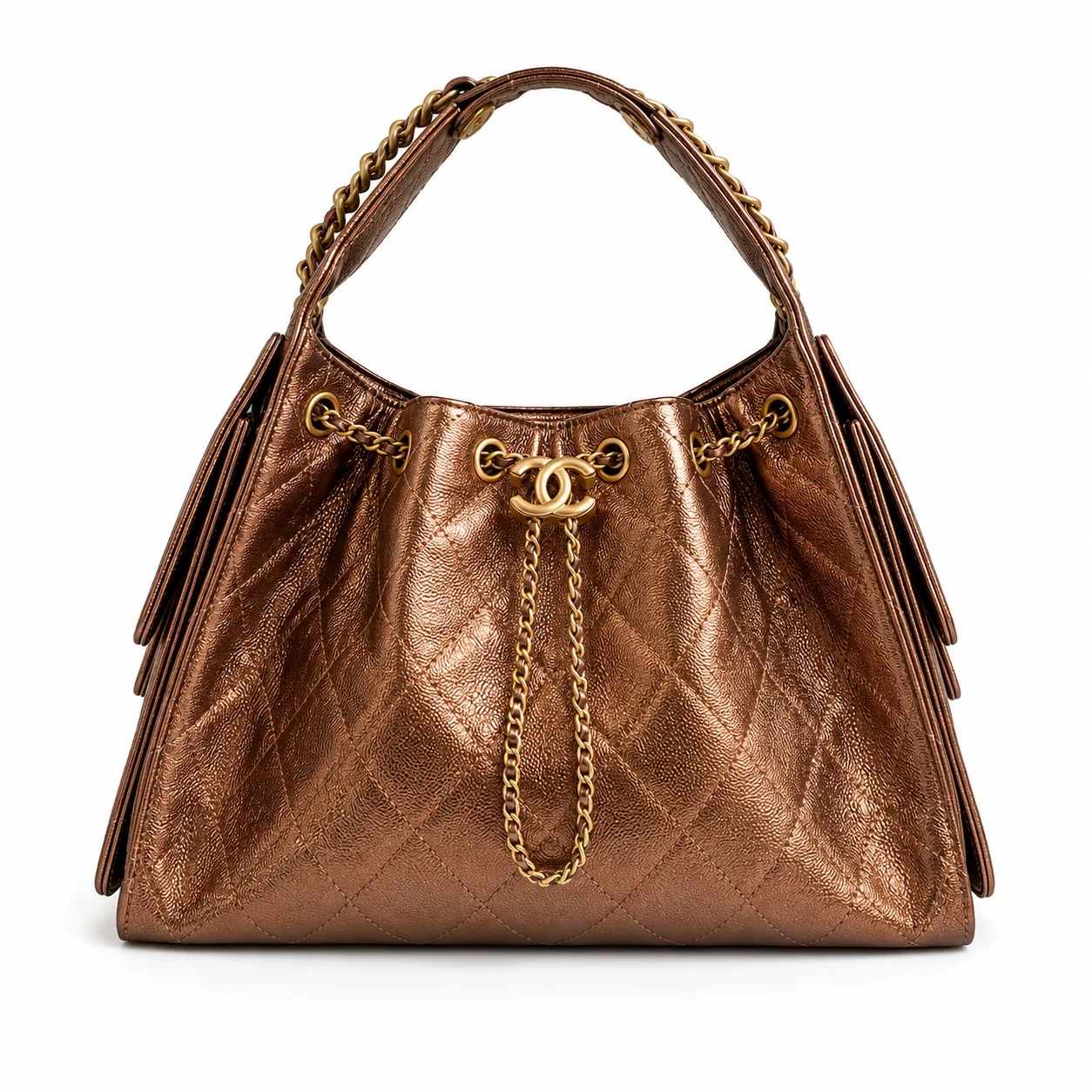Chanel 25 Small Hobo AS5311 in Bronze Calfskin