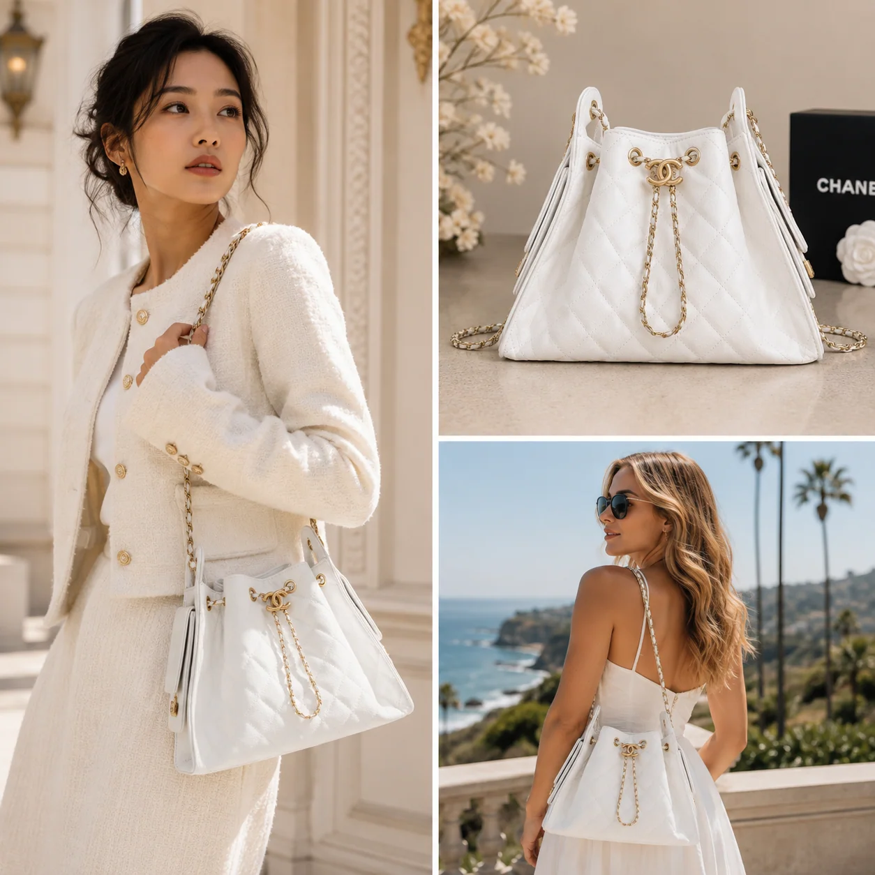 Chanel 25 Small Hobo in White