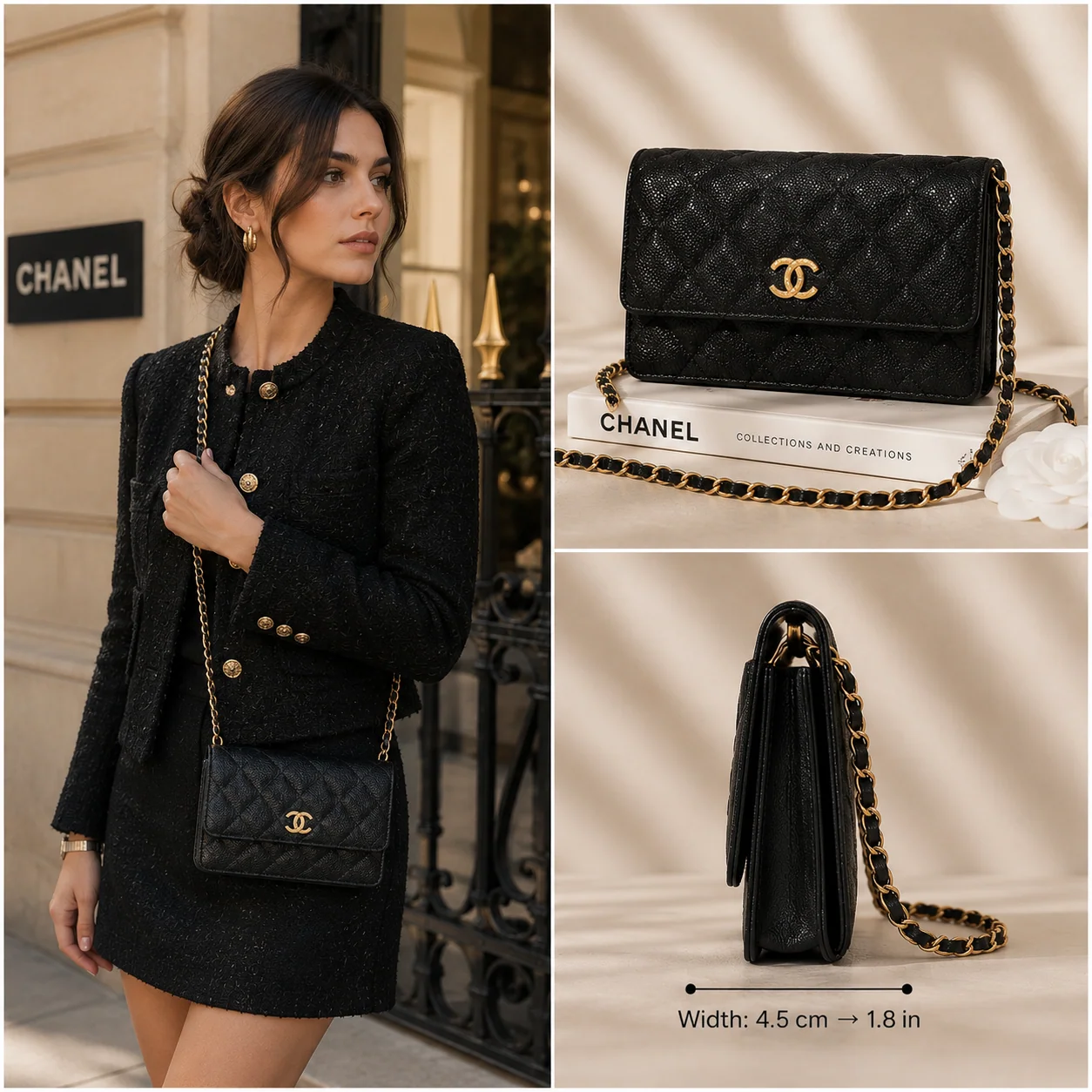 Chanel Melody Wallet on Chain Black - Pre-Owned Authentic