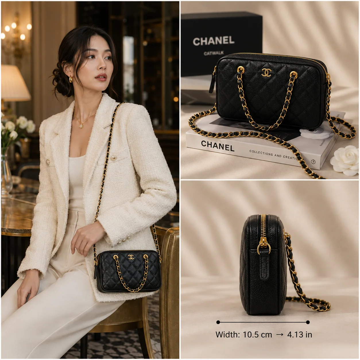 Chanel 25P Mini Bowling Barrel Clutch in Black