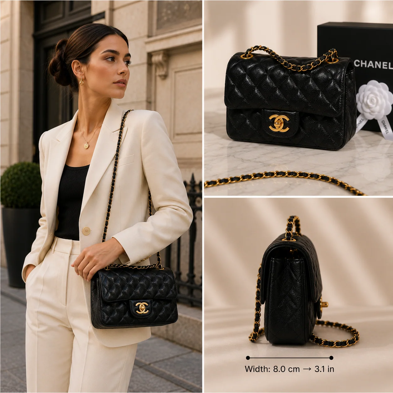 Chanel Vintage Mini Square Flap Bag in Black