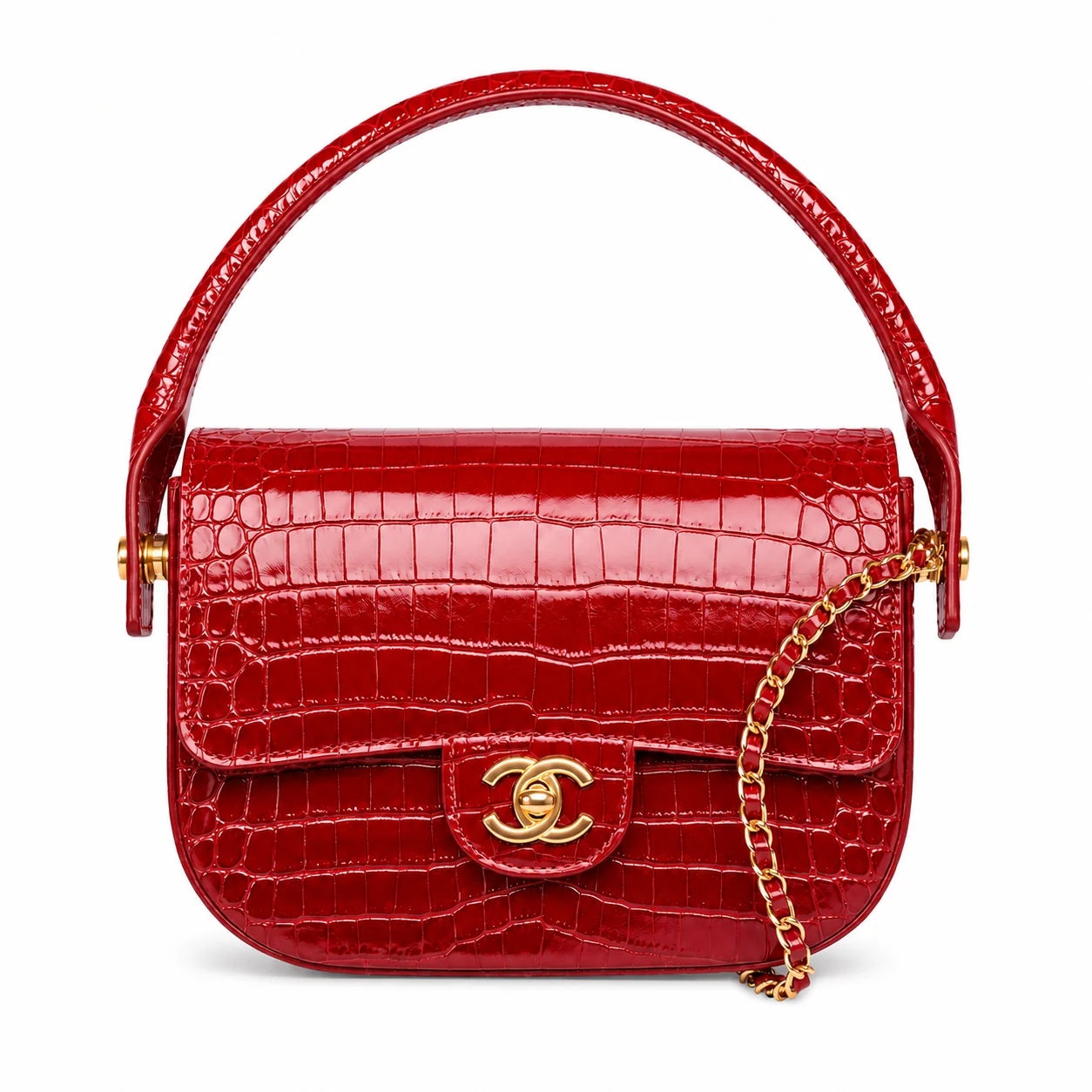 Chanel AS6424 Mini Top Handle Flap Bag in Red