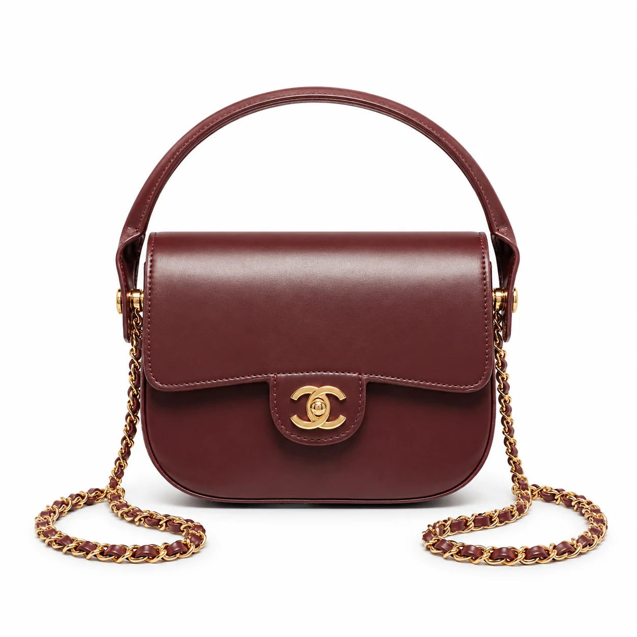 Chanel AS6424 Mini Flap in Burgundy Shiny Calfskin
