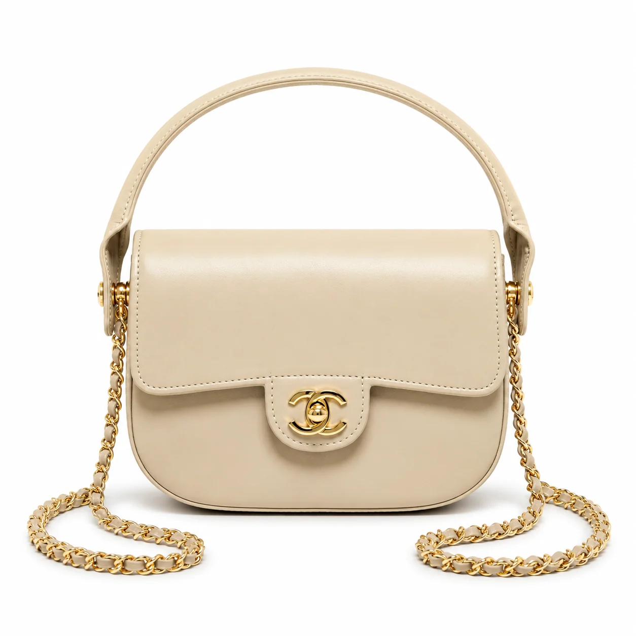 Chanel AS6424 Mini Flap in Beige Shiny Calfskin