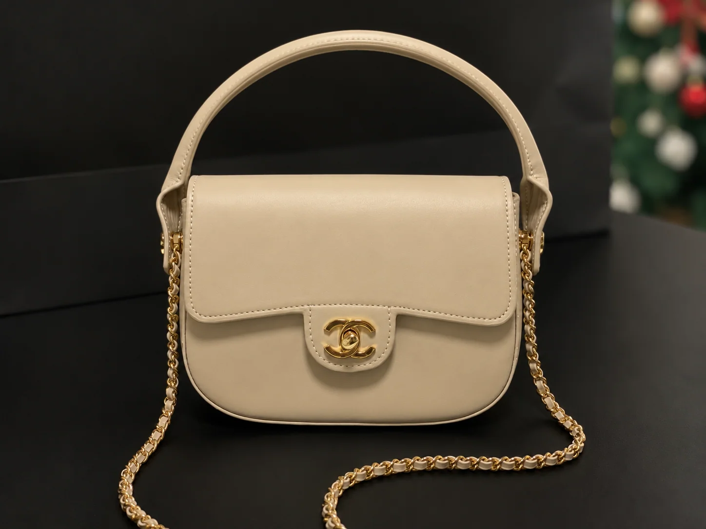 Chanel AS6424 Mini Flap in Beige Shiny Calfskin