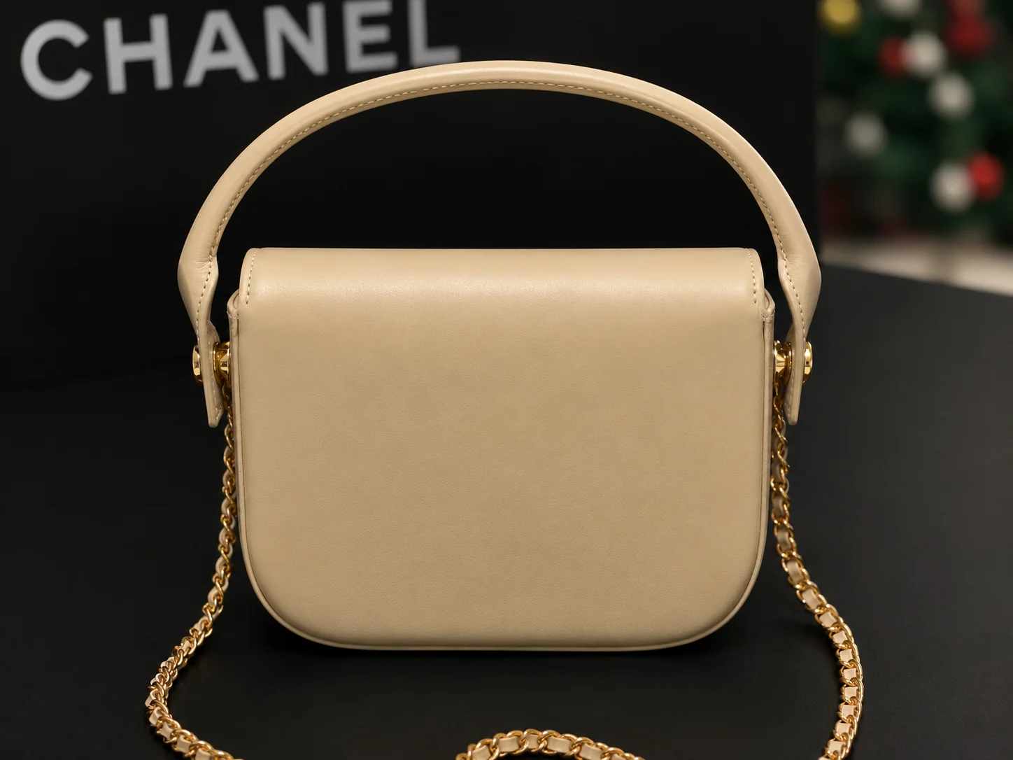 Chanel AS6424 Mini Flap in Beige Shiny Calfskin