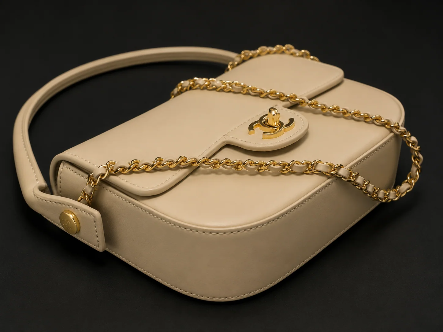 Chanel AS6424 Mini Flap in Beige Shiny Calfskin