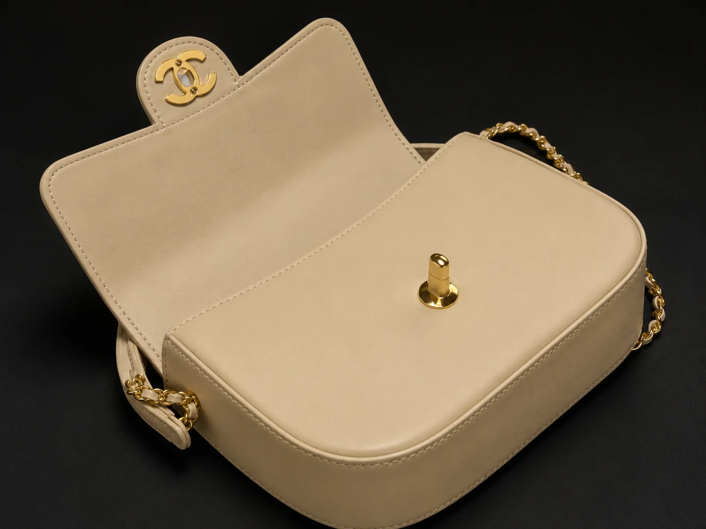Chanel AS6424 Mini Flap in Beige Shiny Calfskin