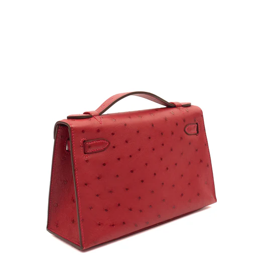 Picture of Hermes Mini Bag Kelly Pochette in Rouge Vif, Ostrich Leather