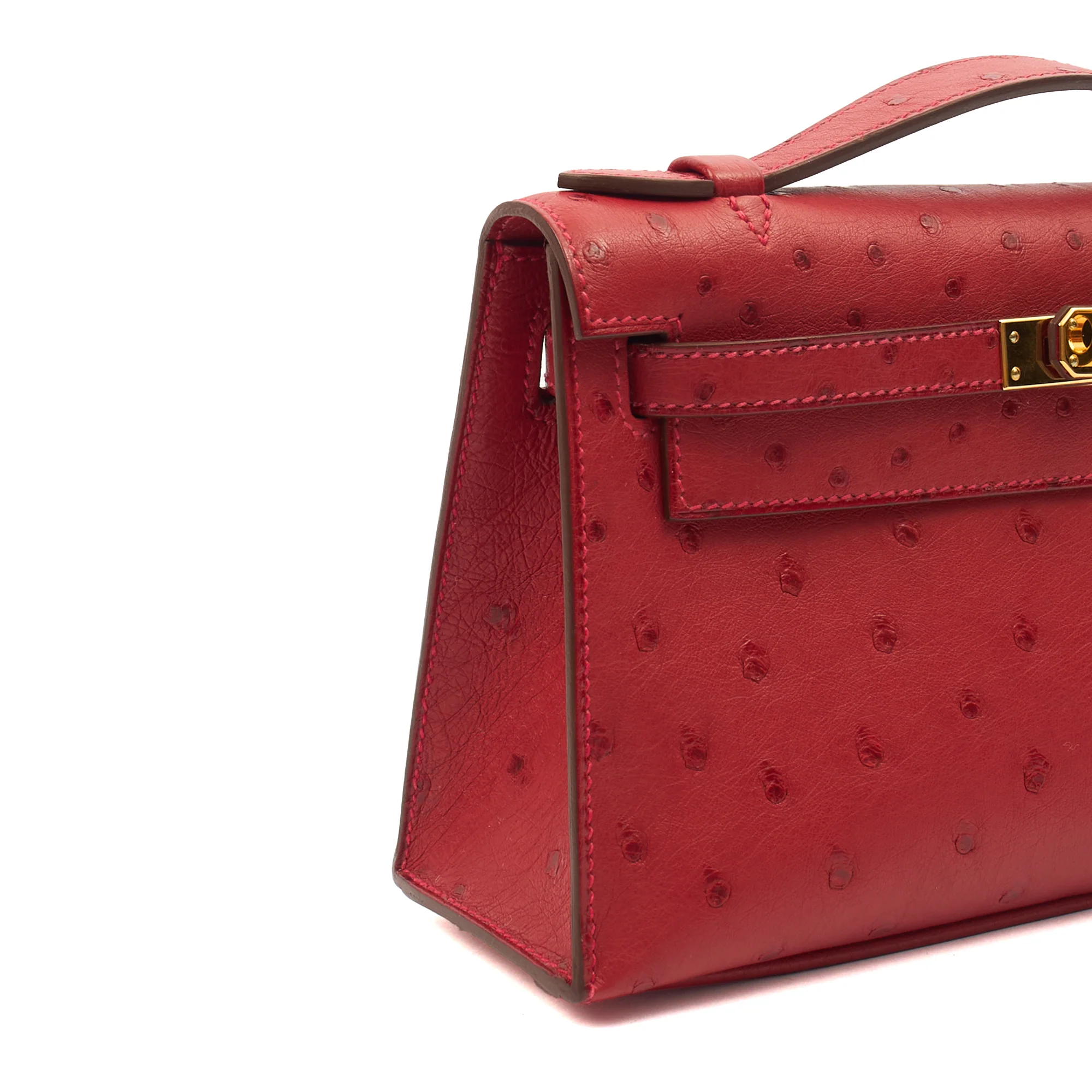 Picture of Hermes Mini Bag Kelly Pochette in Rouge Vif, Ostrich Leather
