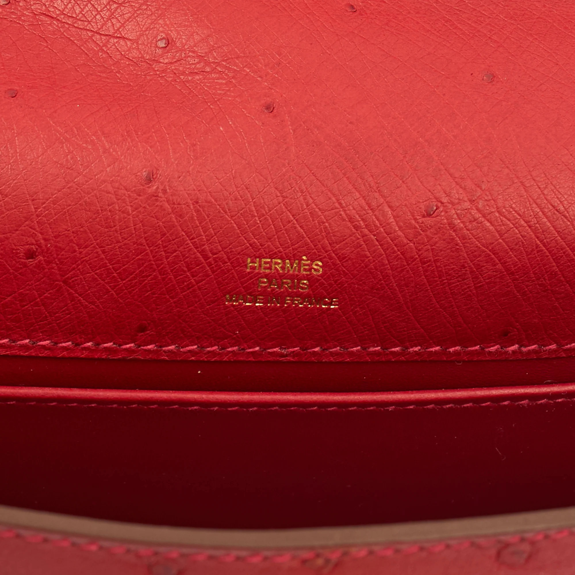 Picture of Hermes Mini Bag Kelly Pochette in Rouge Vif, Ostrich Leather