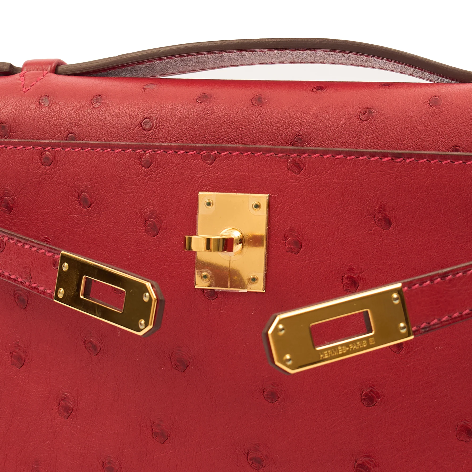 Picture of Hermes Mini Bag Kelly Pochette in Rouge Vif, Ostrich Leather