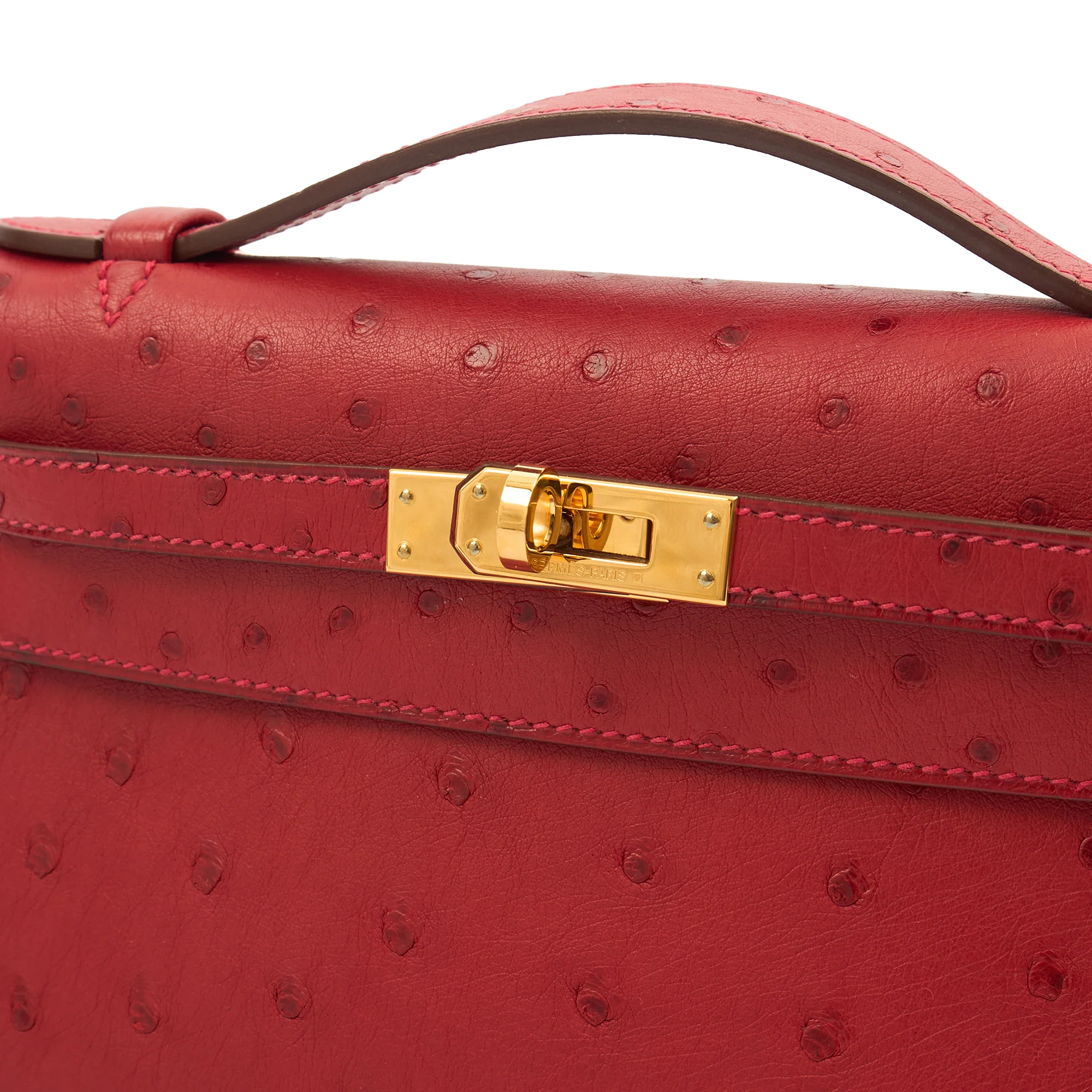 Picture of Hermes Mini Bag Kelly Pochette in Rouge Vif, Ostrich Leather