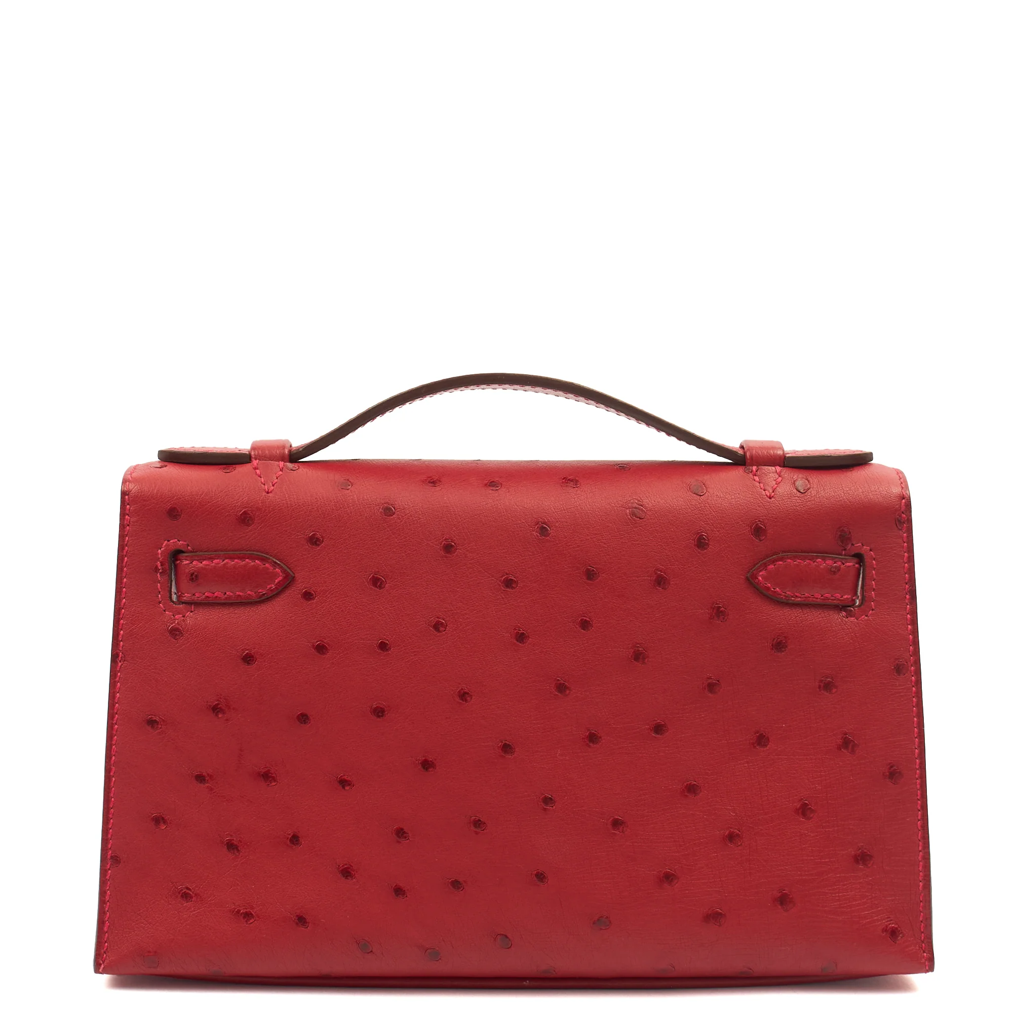 Picture of Hermes Mini Bag Kelly Pochette in Rouge Vif, Ostrich Leather