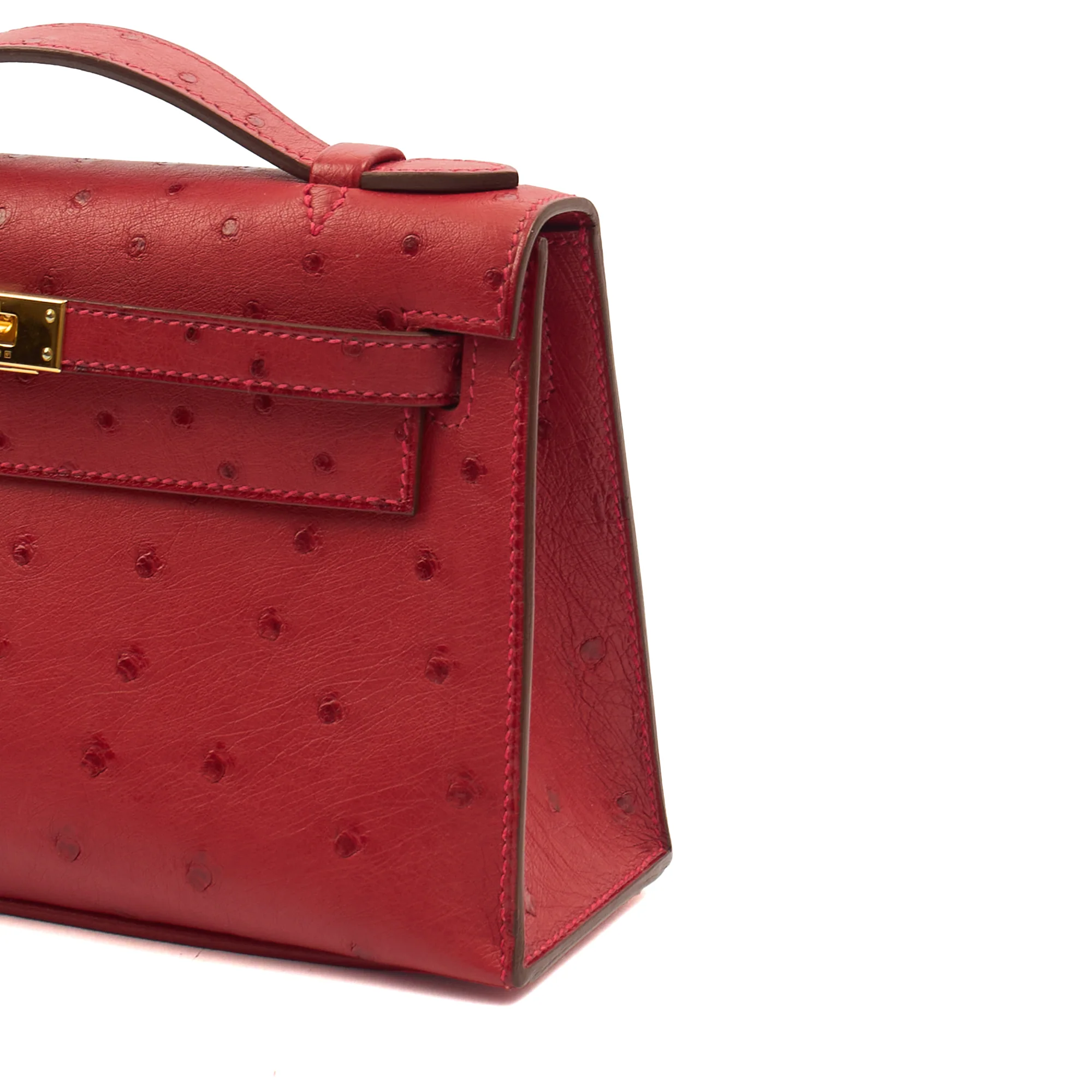 Picture of Hermes Mini Bag Kelly Pochette in Rouge Vif, Ostrich Leather