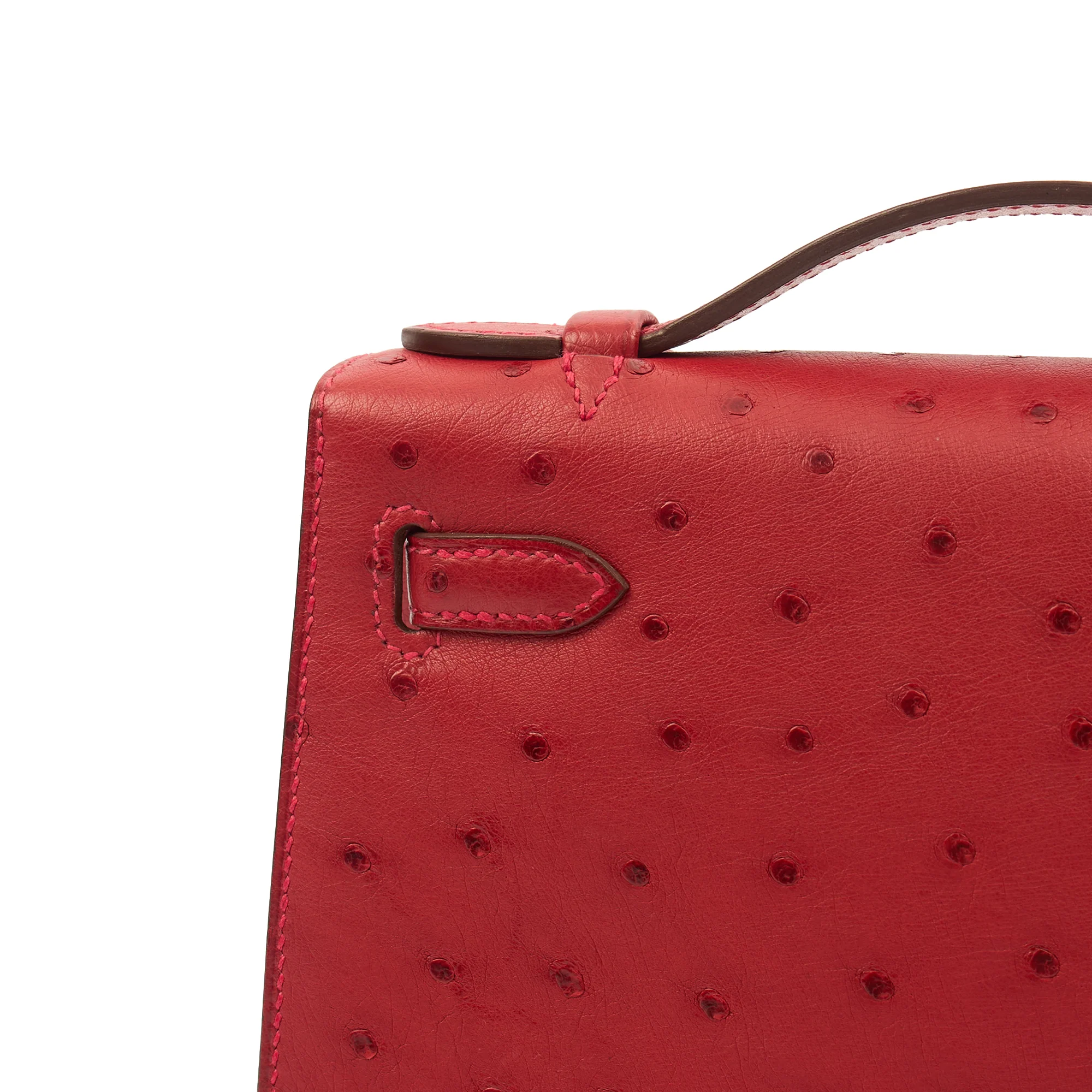 Picture of Hermes Mini Bag Kelly Pochette in Rouge Vif, Ostrich Leather