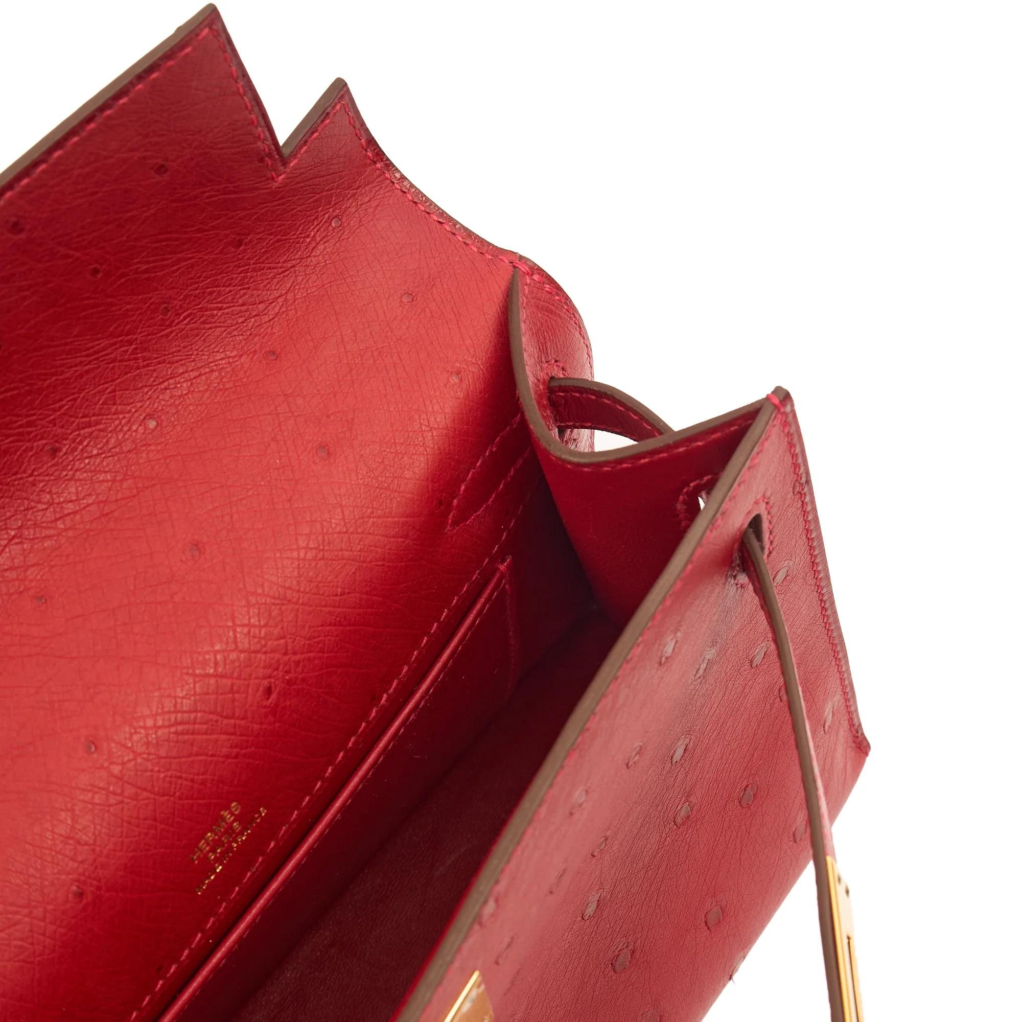 Picture of Hermes Mini Bag Kelly Pochette in Rouge Vif, Ostrich Leather