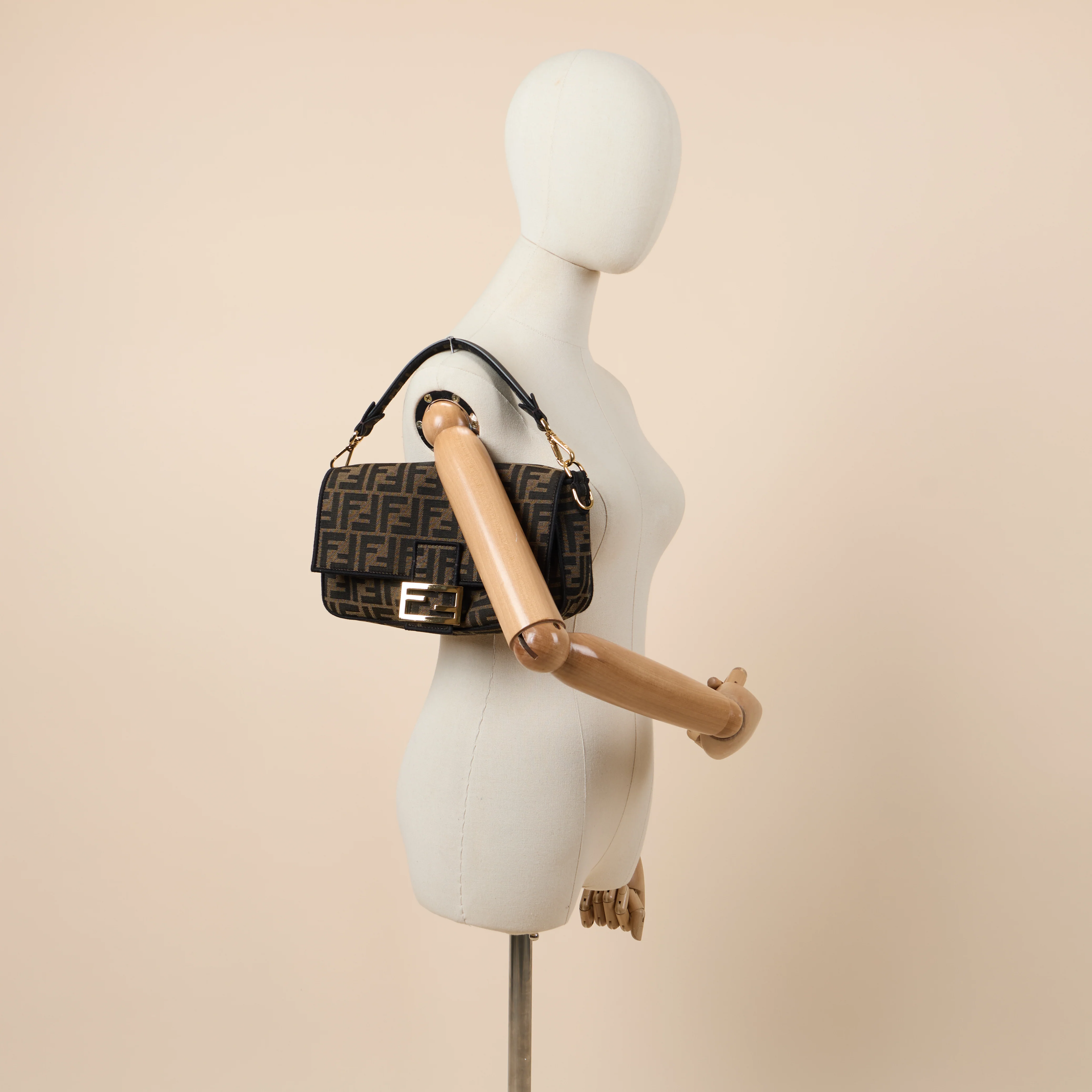 Fendi Cross Body Baguette in Zucca FF, Exotic Effect Leather