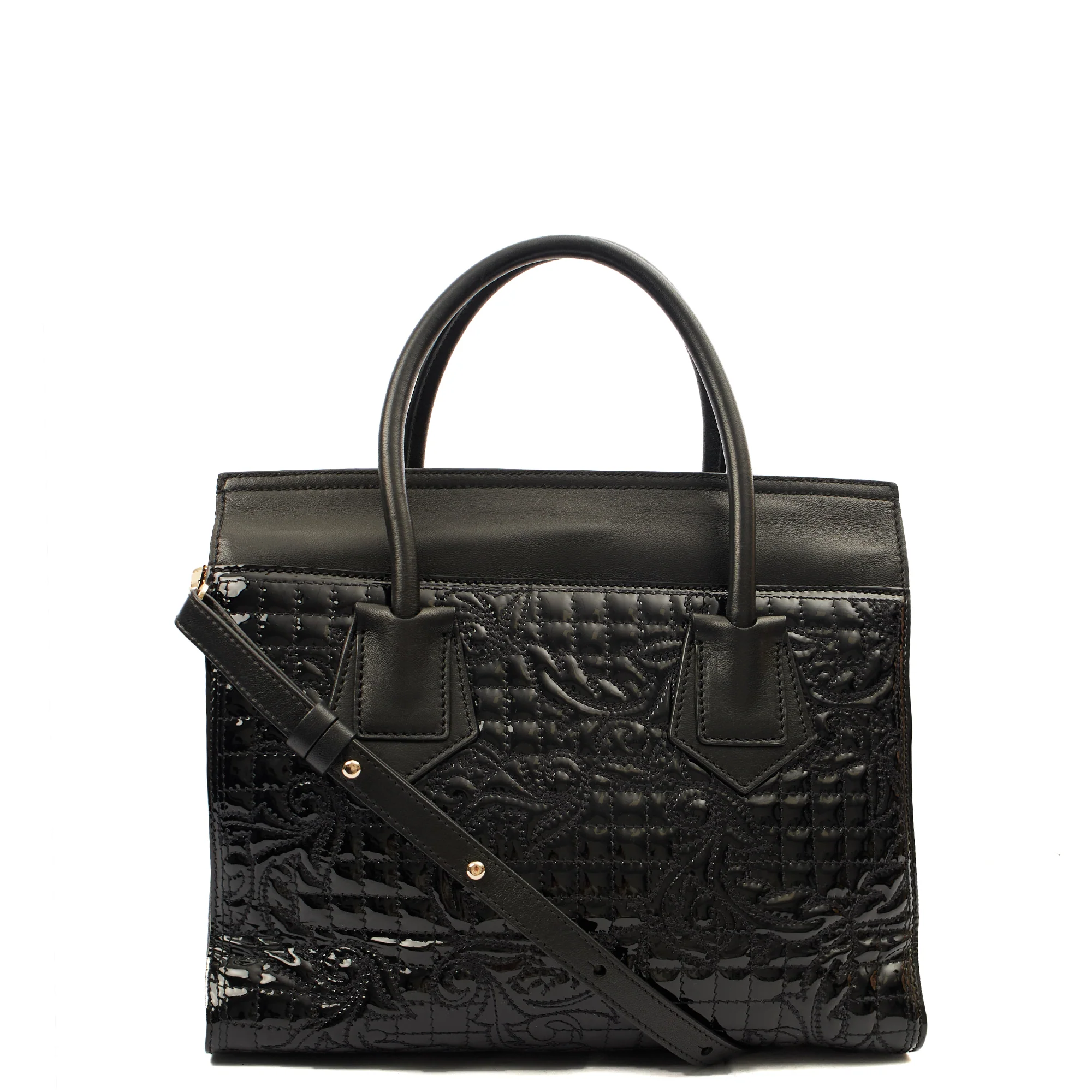 Picture of Versace Tote Shoulder Bag in Black, Patent Leather