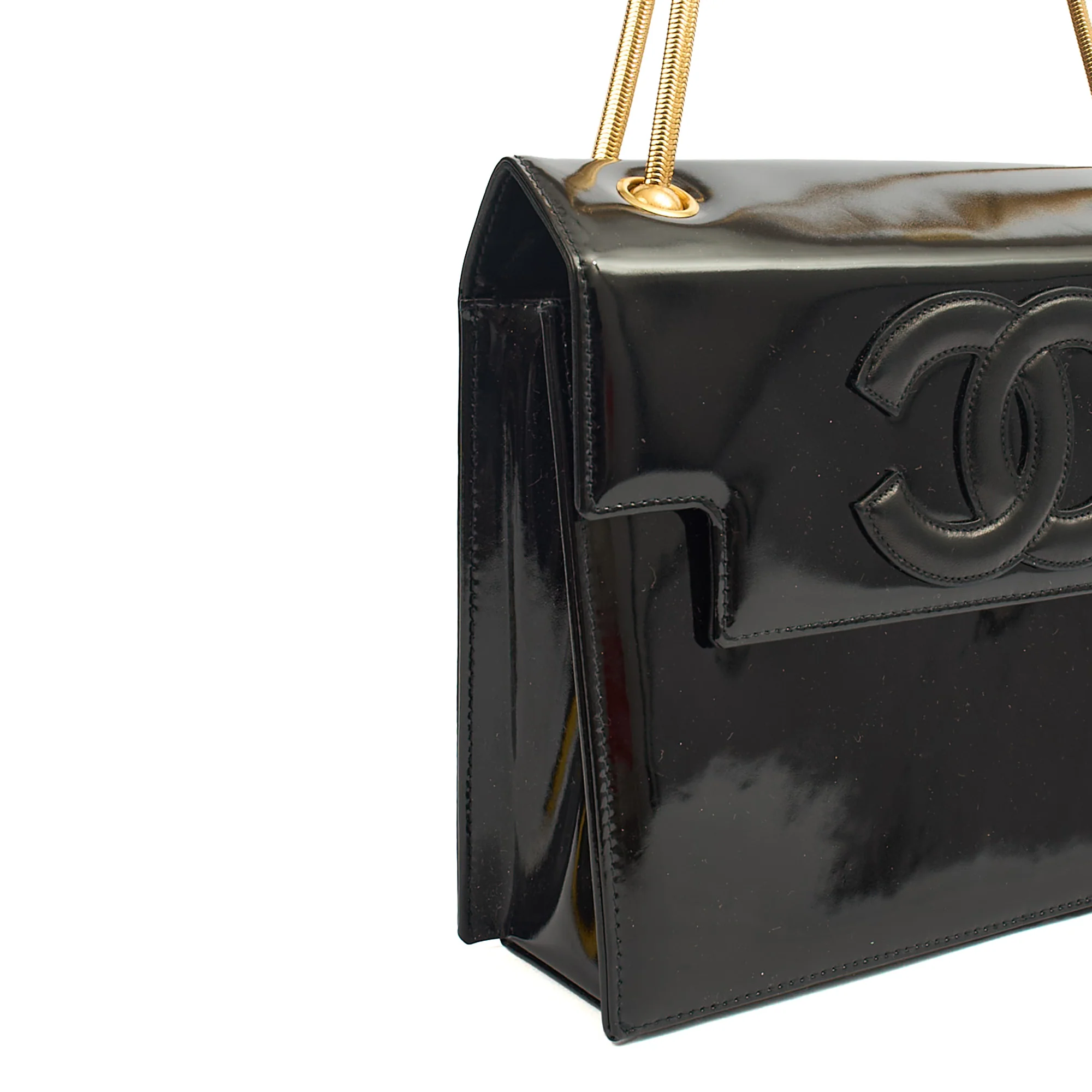 Picture of Chanel Shoulder Bag Vintage Flap Bag  in Black, Patent Leather
