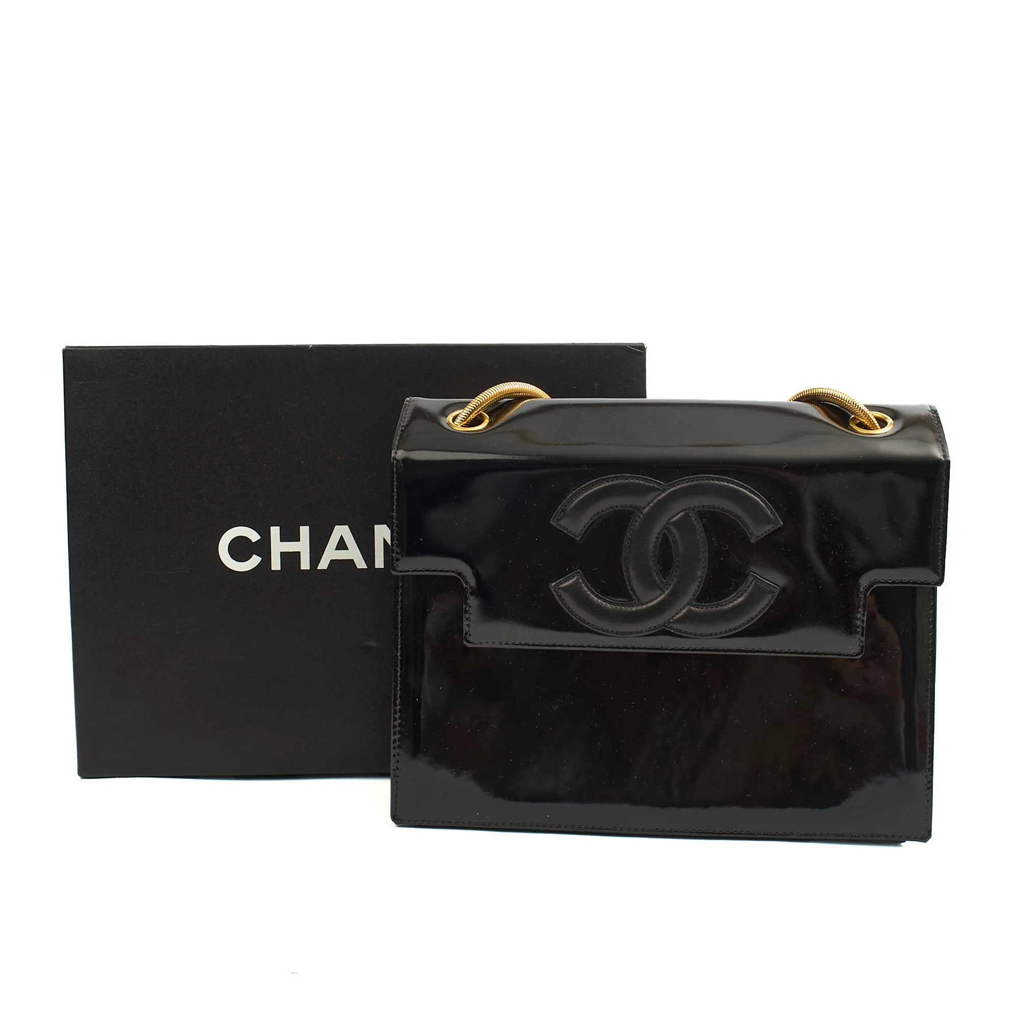 Picture of Chanel Shoulder Bag Vintage Flap Bag  in Black, Patent Leather