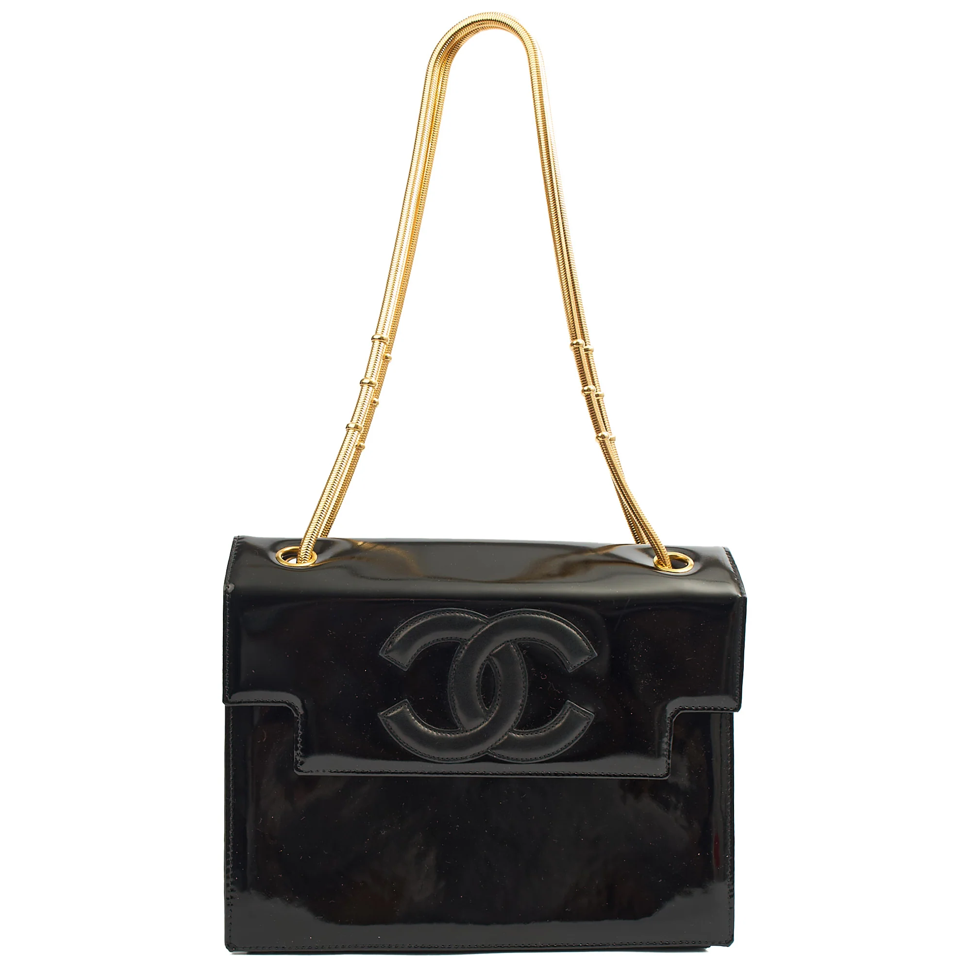 Picture of Chanel Shoulder Bag Vintage Flap Bag  in Black, Patent Leather