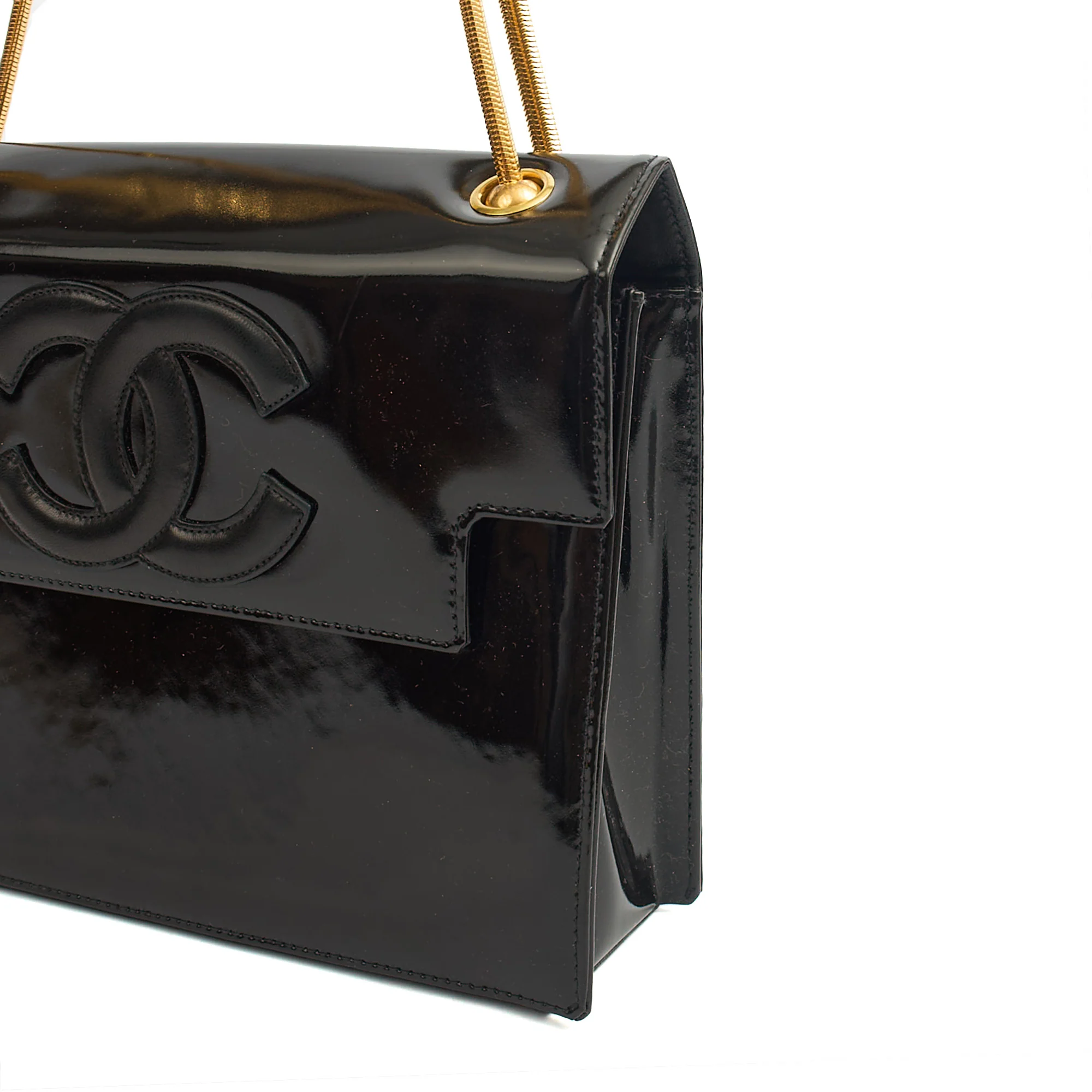 Picture of Chanel Shoulder Bag Vintage Flap Bag  in Black, Patent Leather