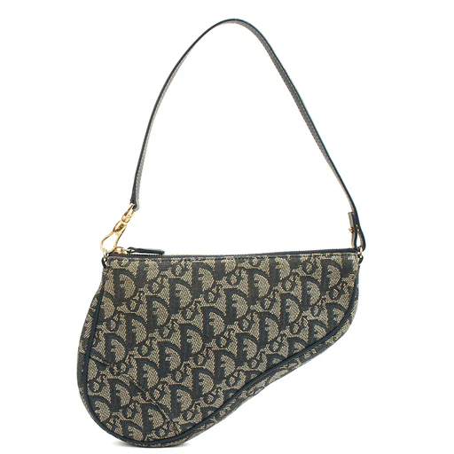 Picture of Christian Dior Mini Bag Saddle Pochette in Denim, Dior Oblique Embroidery