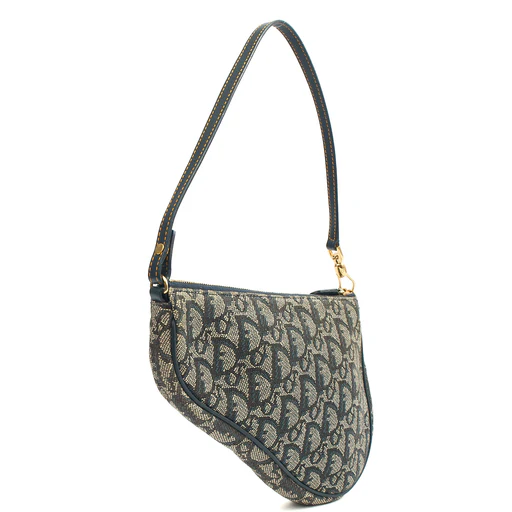 Picture of Christian Dior Mini Bag Saddle Pochette in Denim, Dior Oblique Embroidery