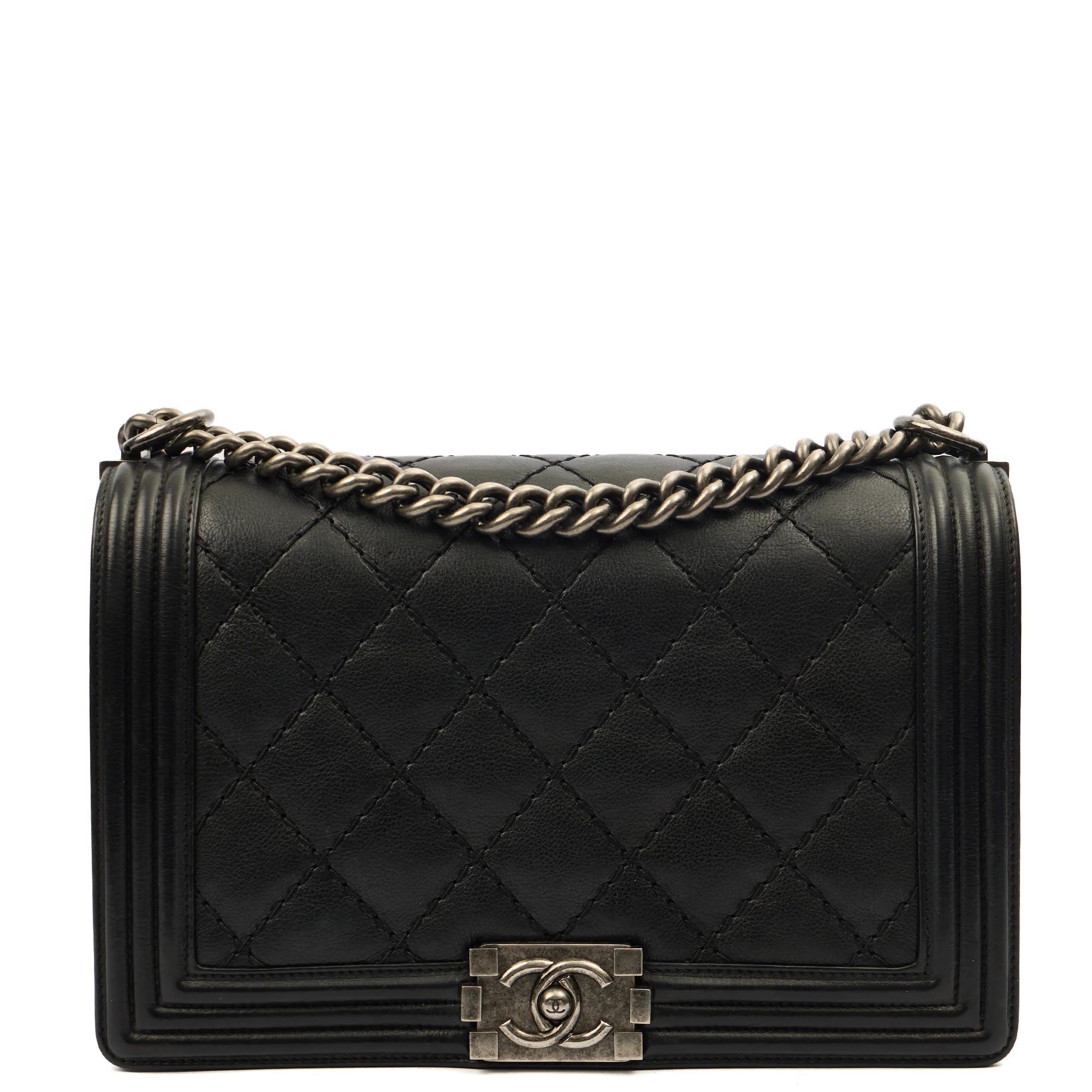 Picture of Chanel Shoulder Bag Boy - New Medium in Black, Calfskin Leather