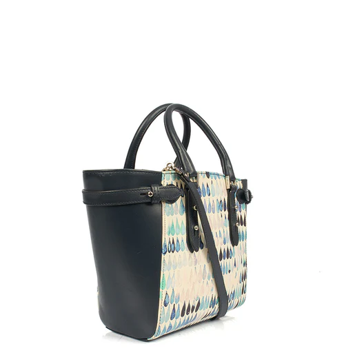 Picture of Aspinal of London Top Handle Marylebone Tote - Mini in Blue, Leather