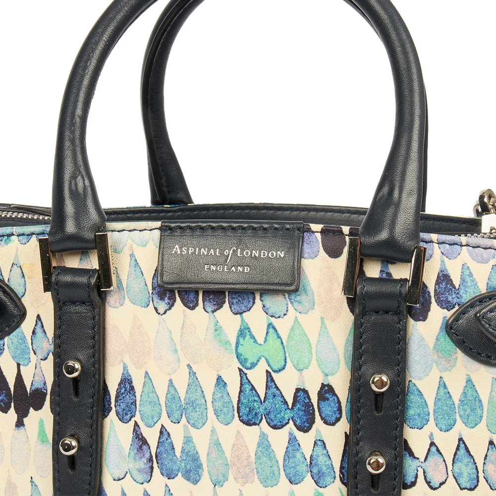 Picture of Aspinal of London Top Handle Marylebone Tote - Mini in Blue, Leather