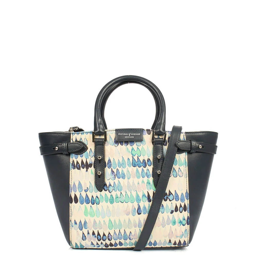 Picture of Aspinal of London Top Handle Marylebone Tote - Mini in Blue, Leather