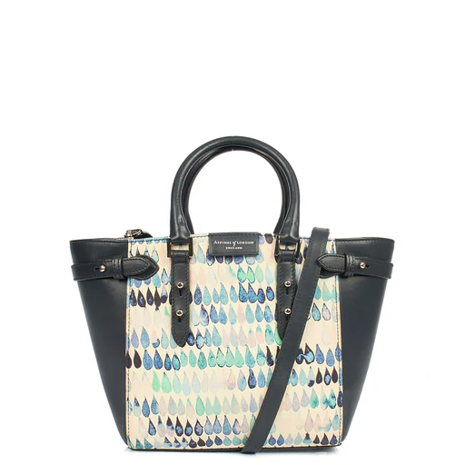 Picture of Aspinal of London Top Handle Marylebone Tote - Mini in Blue, Leather