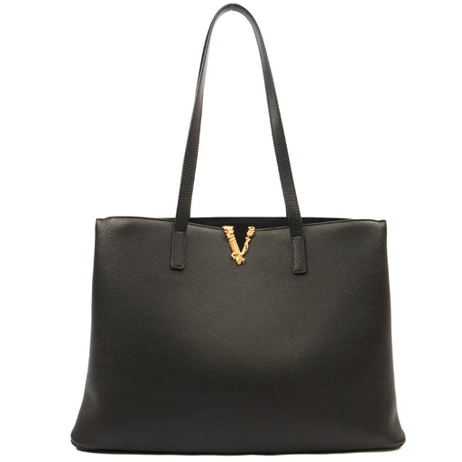 Picture of Versace Tote Virtus in Black, Leather
