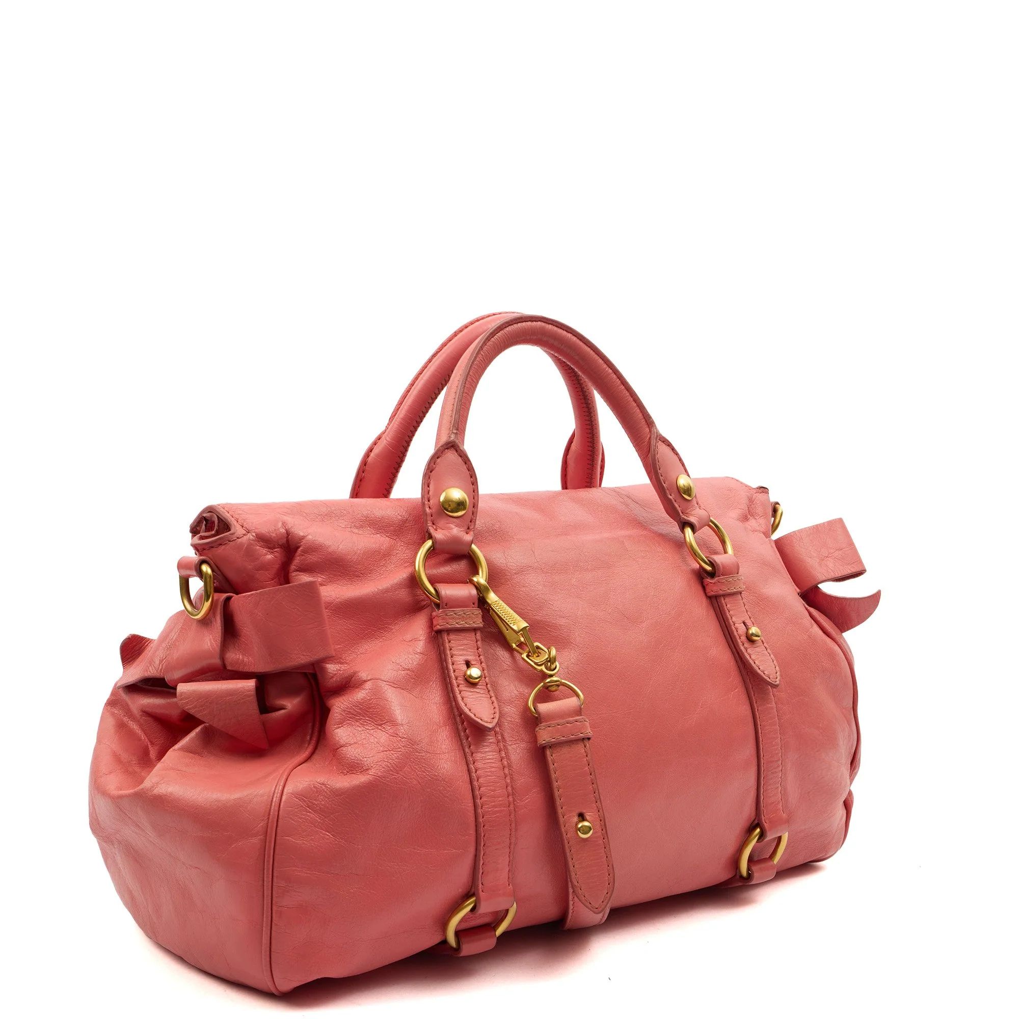 Picture of Miu Miu Shoulder Bag Vitello Lux Satchel in Pink, Leather