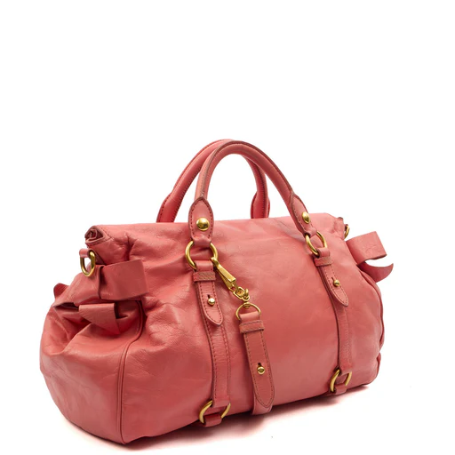 Picture of Miu Miu Shoulder Bag Vitello Lux Satchel in Pink, Leather