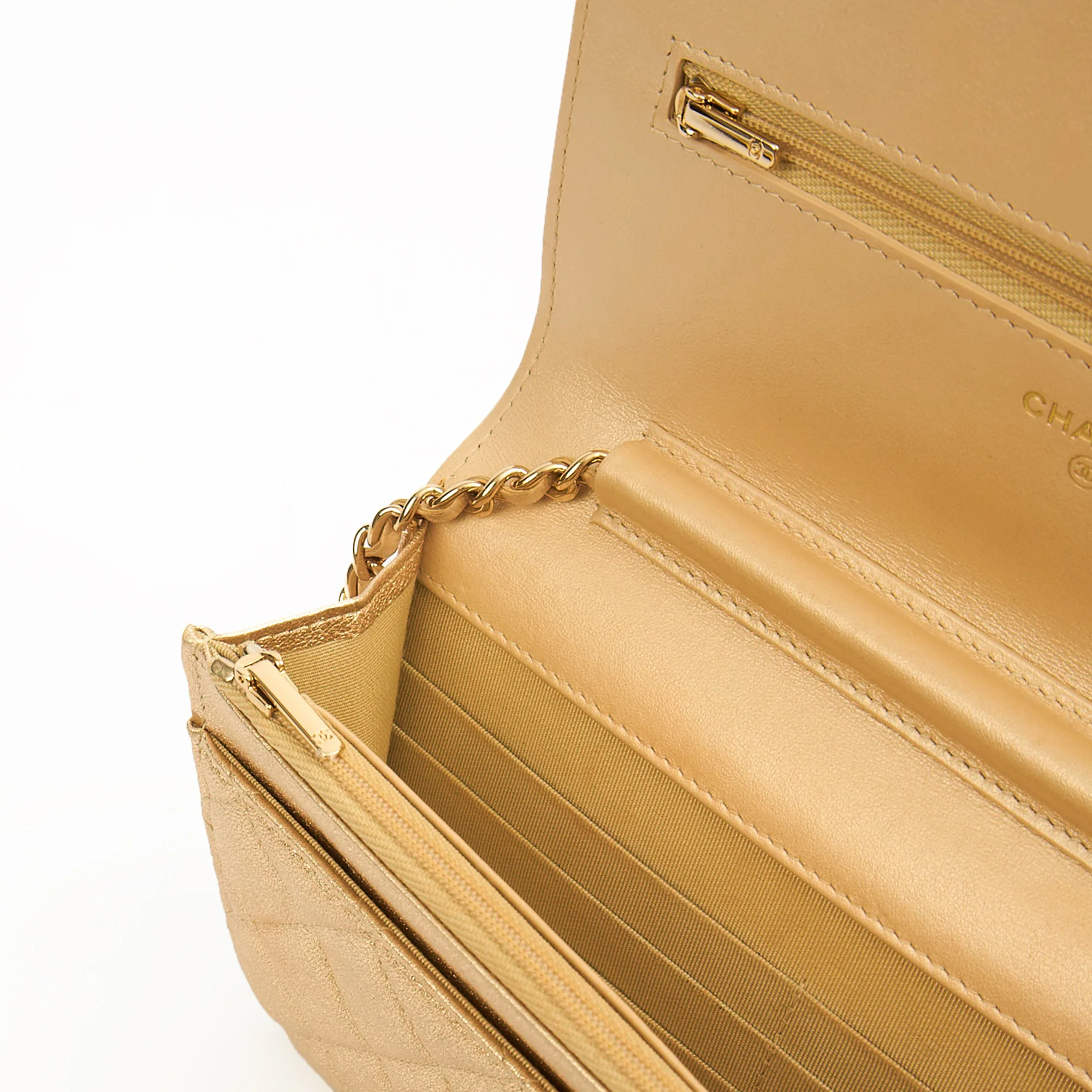 Picture of Chanel Cross Body Wallet on Chain in Metallic, Fabric