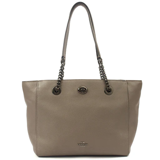 Picture of Coach Tote Turnlock Tote in Grey, Leather