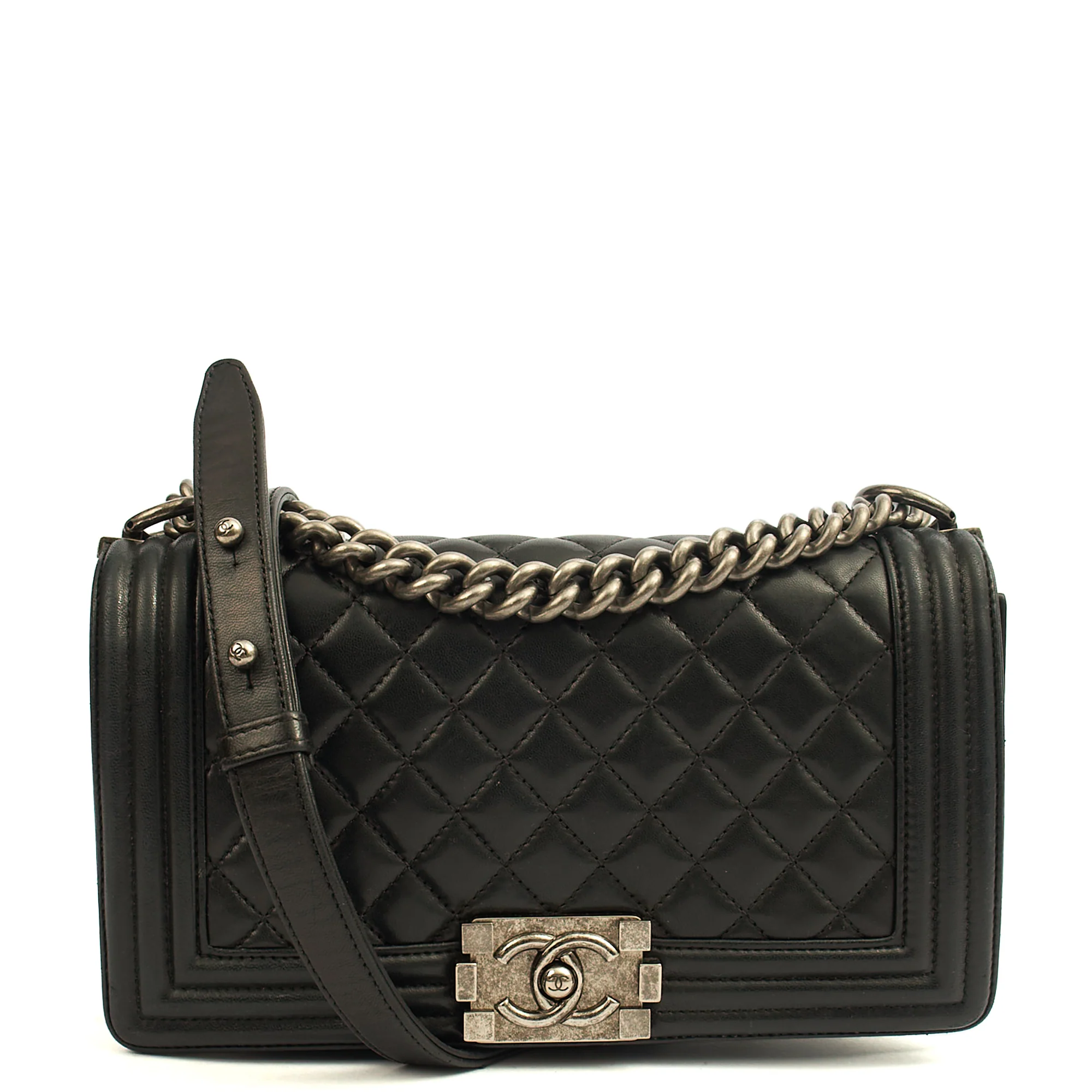 Picture of Chanel Shoulder Bag Boy - Medium in Black, Calfskin Leather