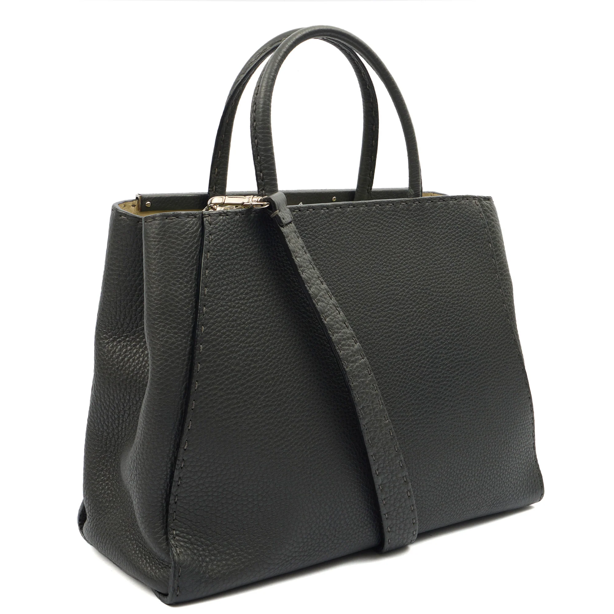 Picture of Fendi Tote Selleria Peekaboo in Grey, Leather
