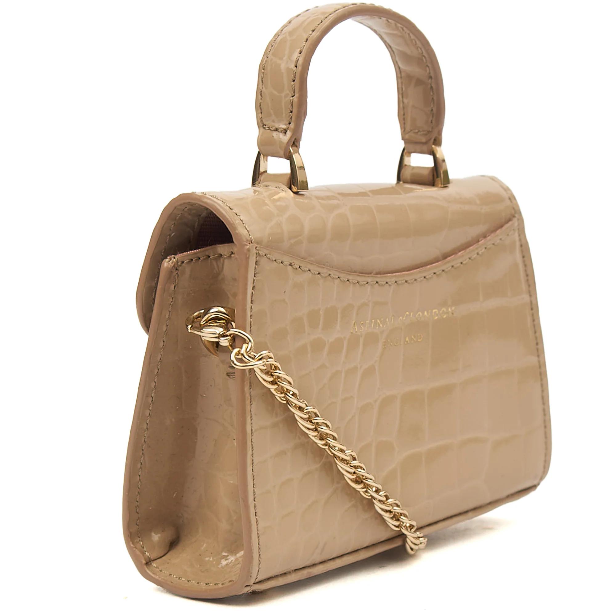 Picture of Aspinal of London Mini Bag Mayfair - Mini in Neutral, Exotic Effect Leather