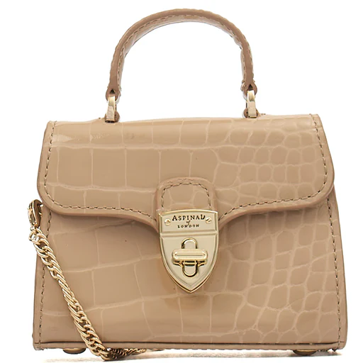 Picture of Aspinal of London Mini Bag Mayfair - Mini in Neutral, Exotic Effect Leather