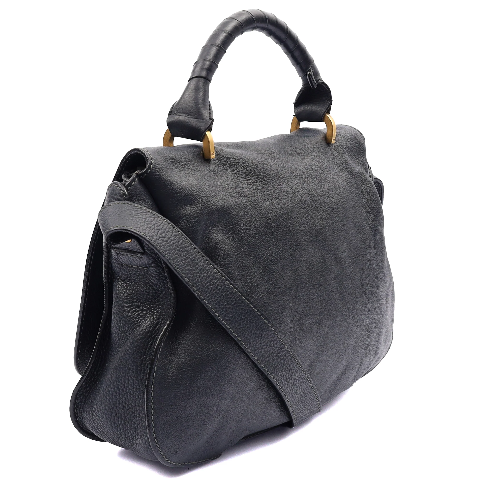 Picture of Chloe Tote Marcie Satchel in Blue, Calfskin Leather