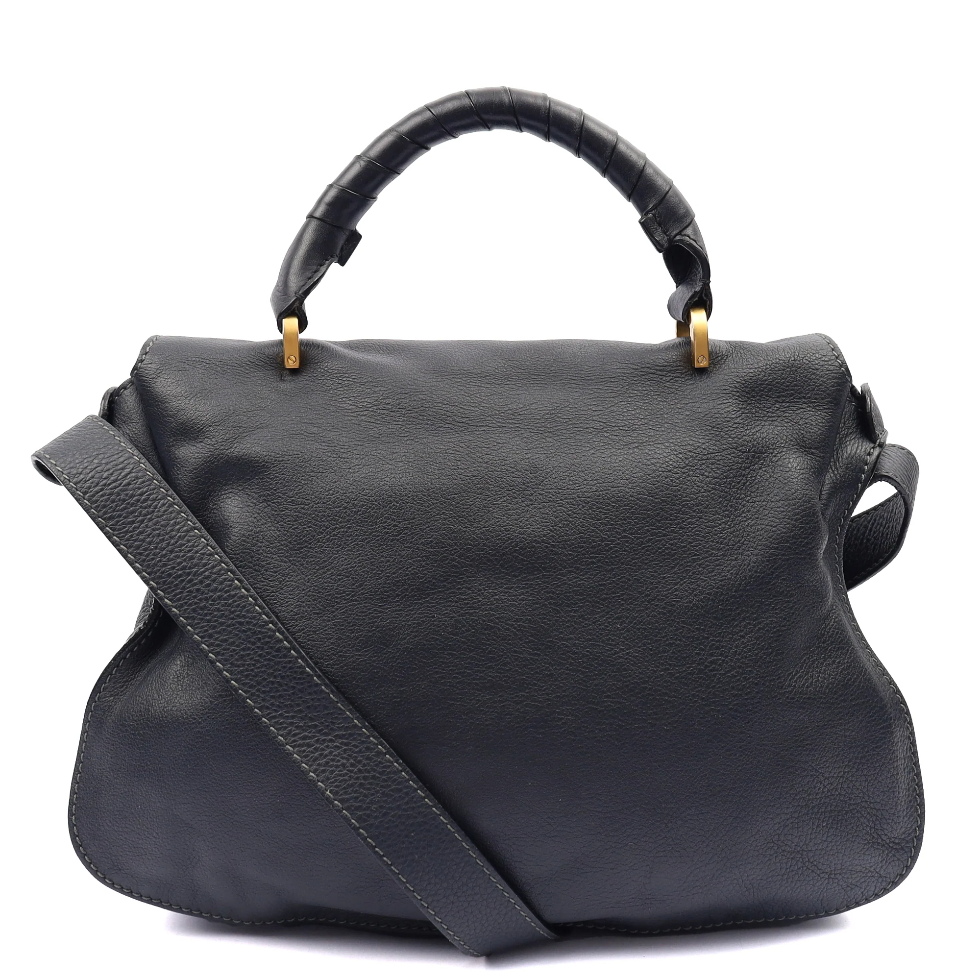 Picture of Chloe Tote Marcie Satchel in Blue, Calfskin Leather