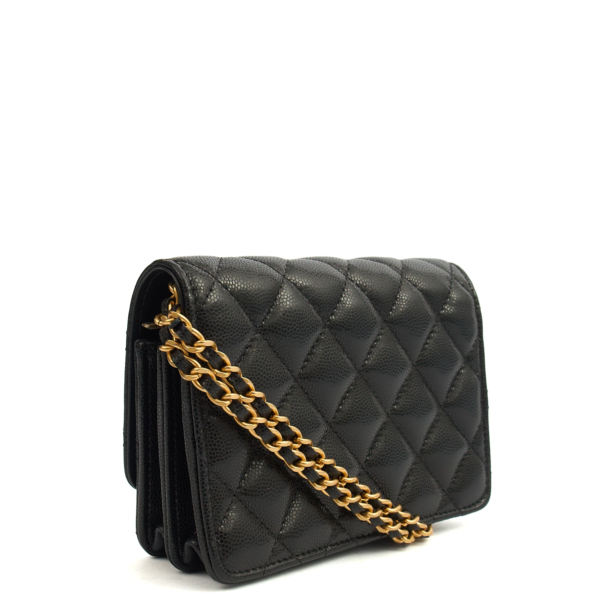 Picture of Chanel Cross Body Wallet on Chain in Black, Caviar Leather