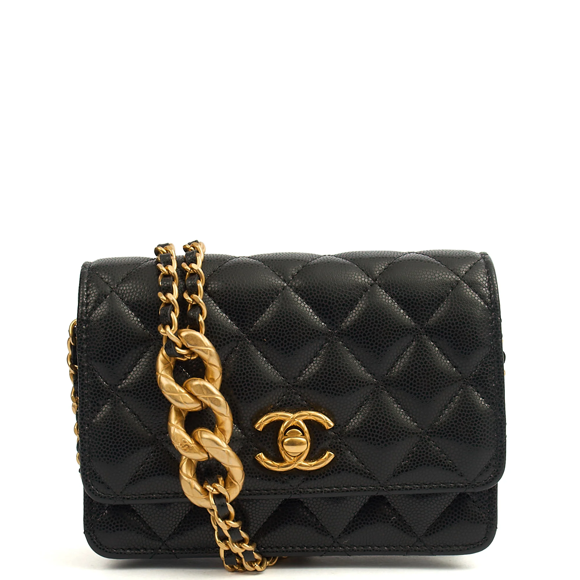 Picture of Chanel Cross Body Wallet on Chain in Black, Caviar Leather