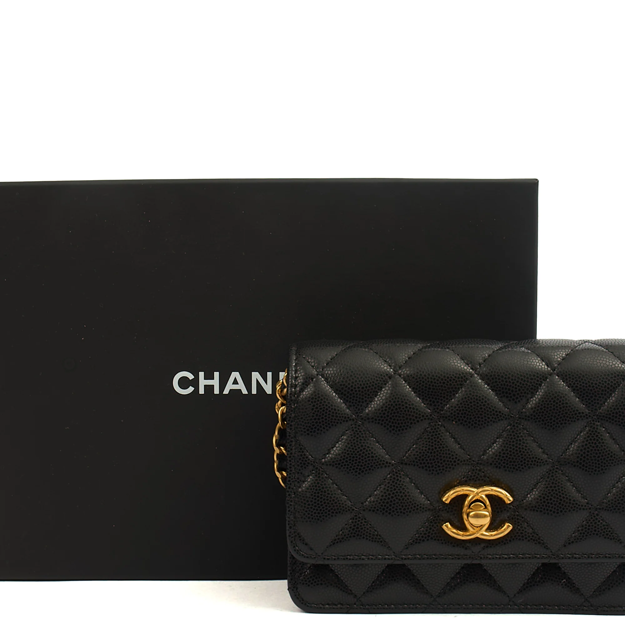 Picture of Chanel Cross Body Wallet on Chain in Black, Caviar Leather