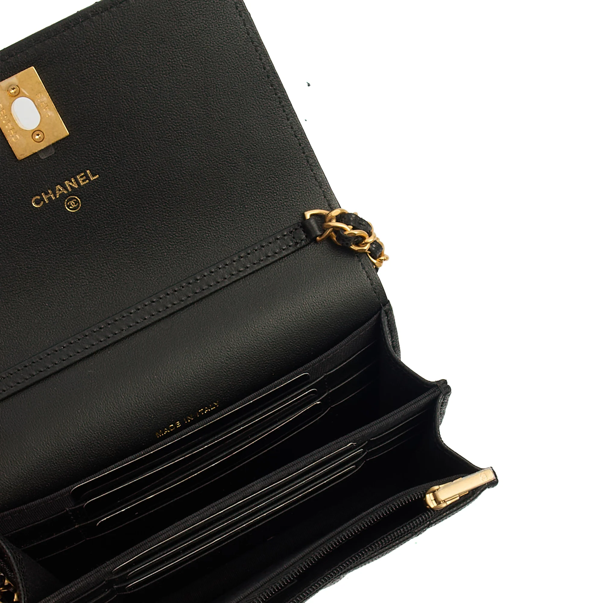 Picture of Chanel Cross Body Wallet on Chain in Black, Caviar Leather