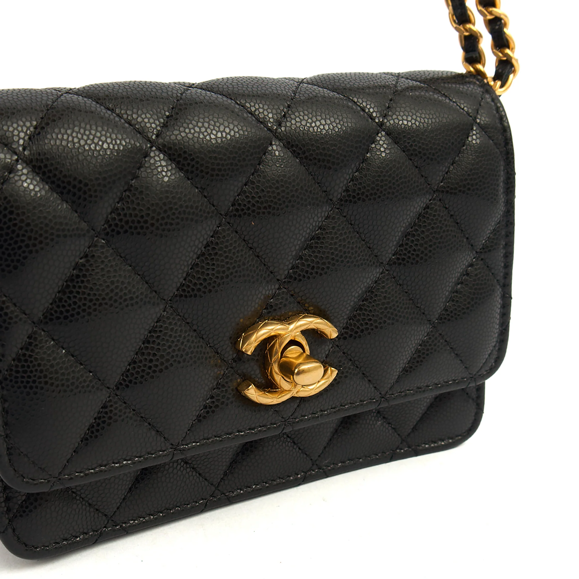 Picture of Chanel Cross Body Wallet on Chain in Black, Caviar Leather